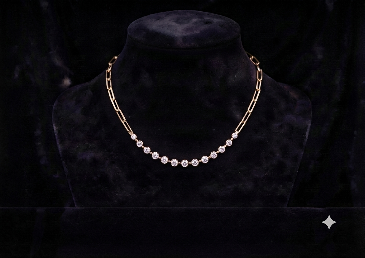 Paper Clip Diamond Necklace