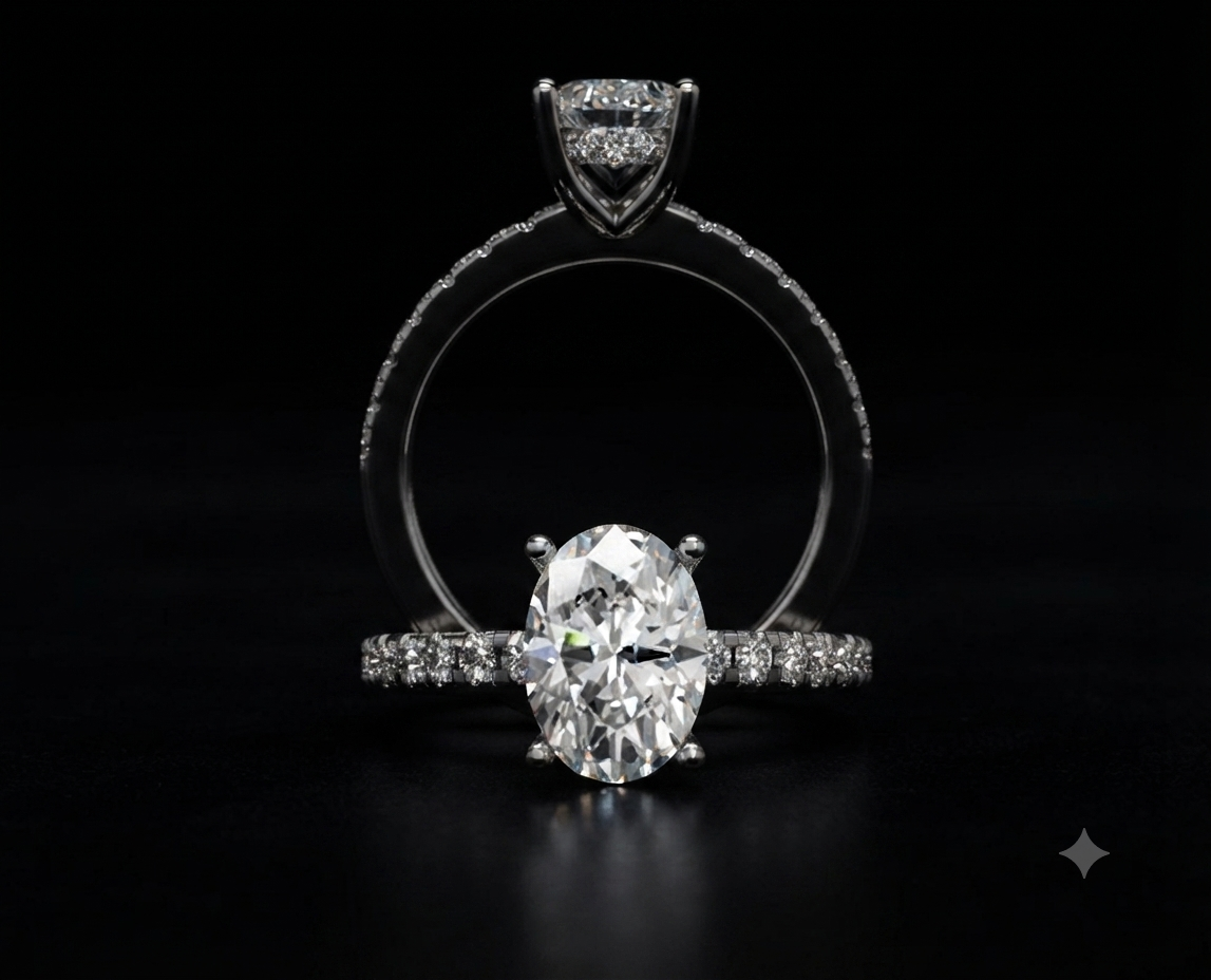 Oval Pavé Solitaire Ring