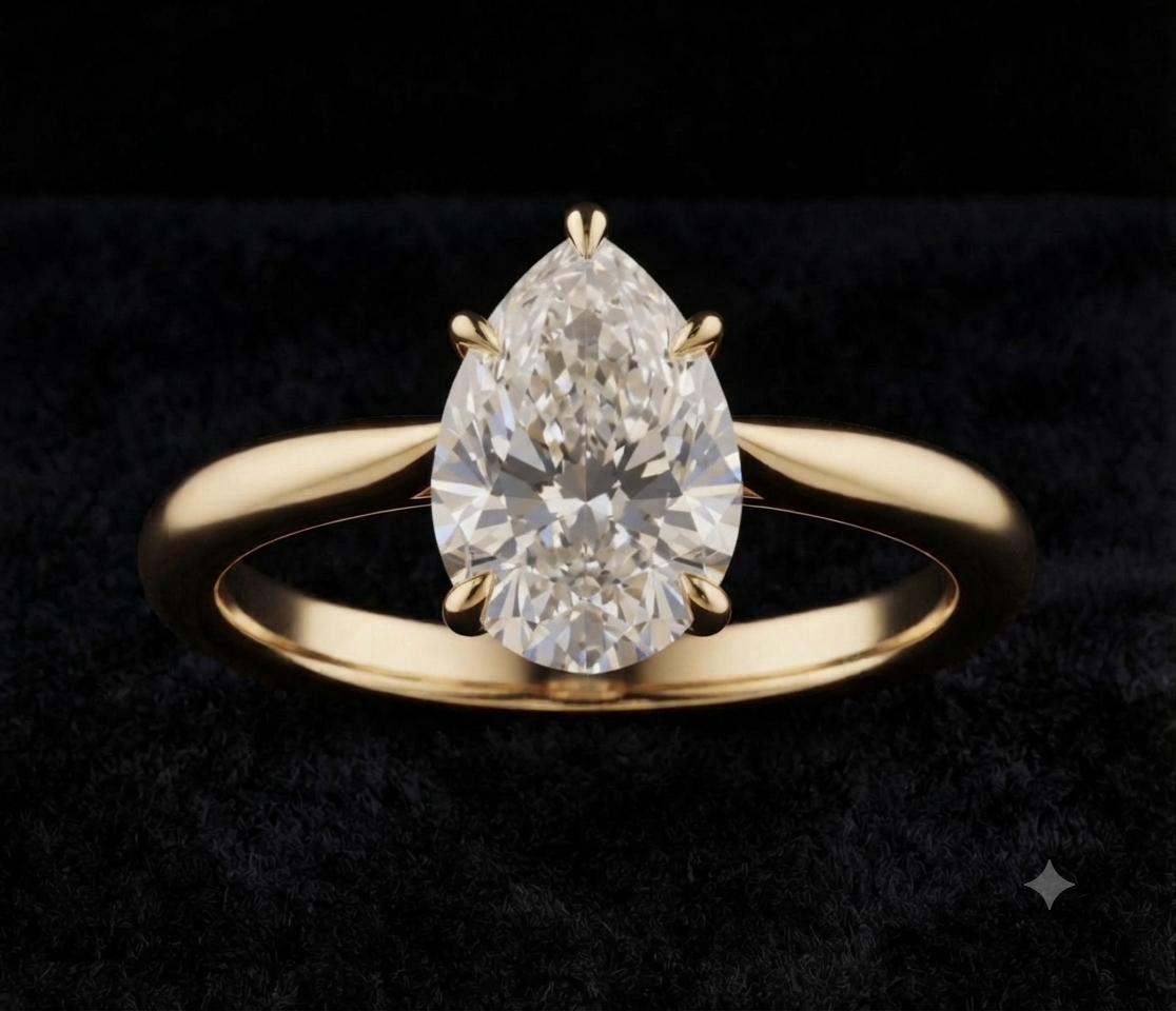 Pear Solitaire Ring