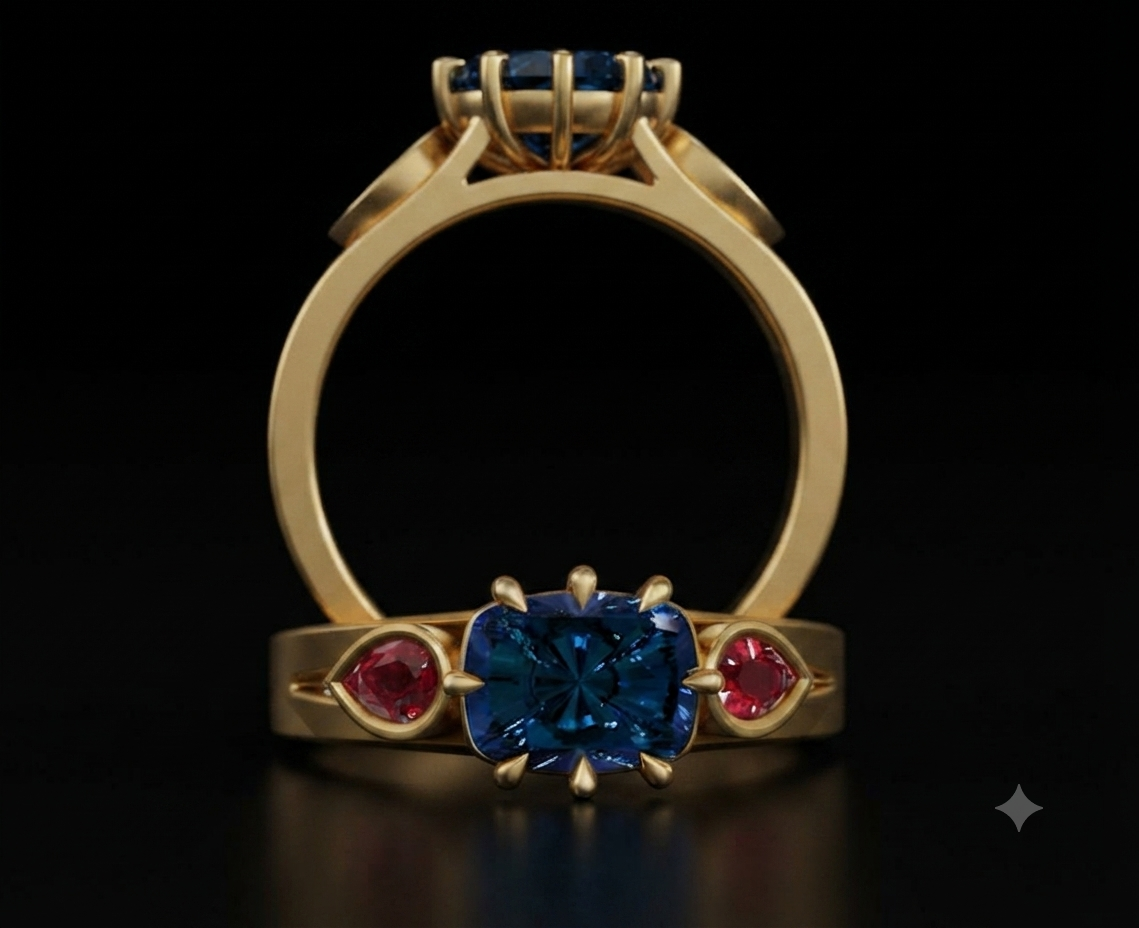Sapphire & Ruby Custom Ring